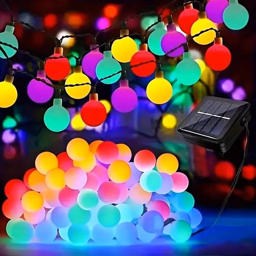 SPETLEK Solar Powered Multicolour LED Globe Sphere String Lights with 100 RGB Bulbs – 4