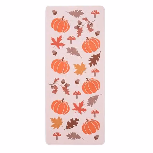 OHS Autumn Floral Runner Rug for Hallway and Kitchen, Orange, W/D/H: 50 x 120 cm – 2
