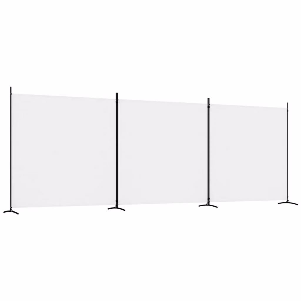 Berkfield Home 3-Panel Fabric Room Divider in White, H 180 cm – 2