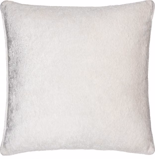 Lustre Plain Square Velvet Cushion in White Polyester