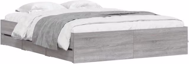 Berkfield Home Modern King Size Bed Frame with Drawers, Grey Sonoma, W/D/H: 150 x 200 x 33 cm