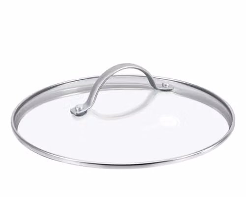 simpa Universal Glass Lid with Stainless Steel Handle, Diameter: 30 cm, Metallic Silver