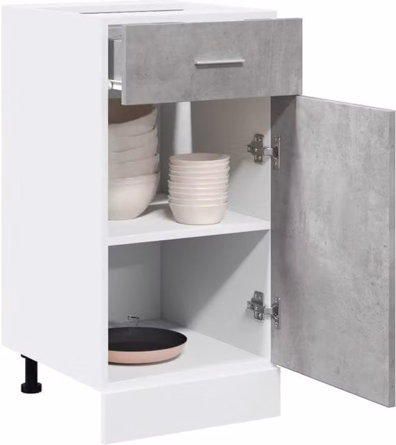 Berkfield Home Lyon Concrete Grey Drawer Bottom Cabinet, W: 40 cm, D: 46 cm, H: 81.5 cm
