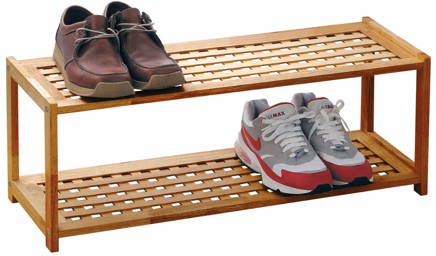 Orsina Two Tier Walnut Wood Shoe Rack in Brown – 2