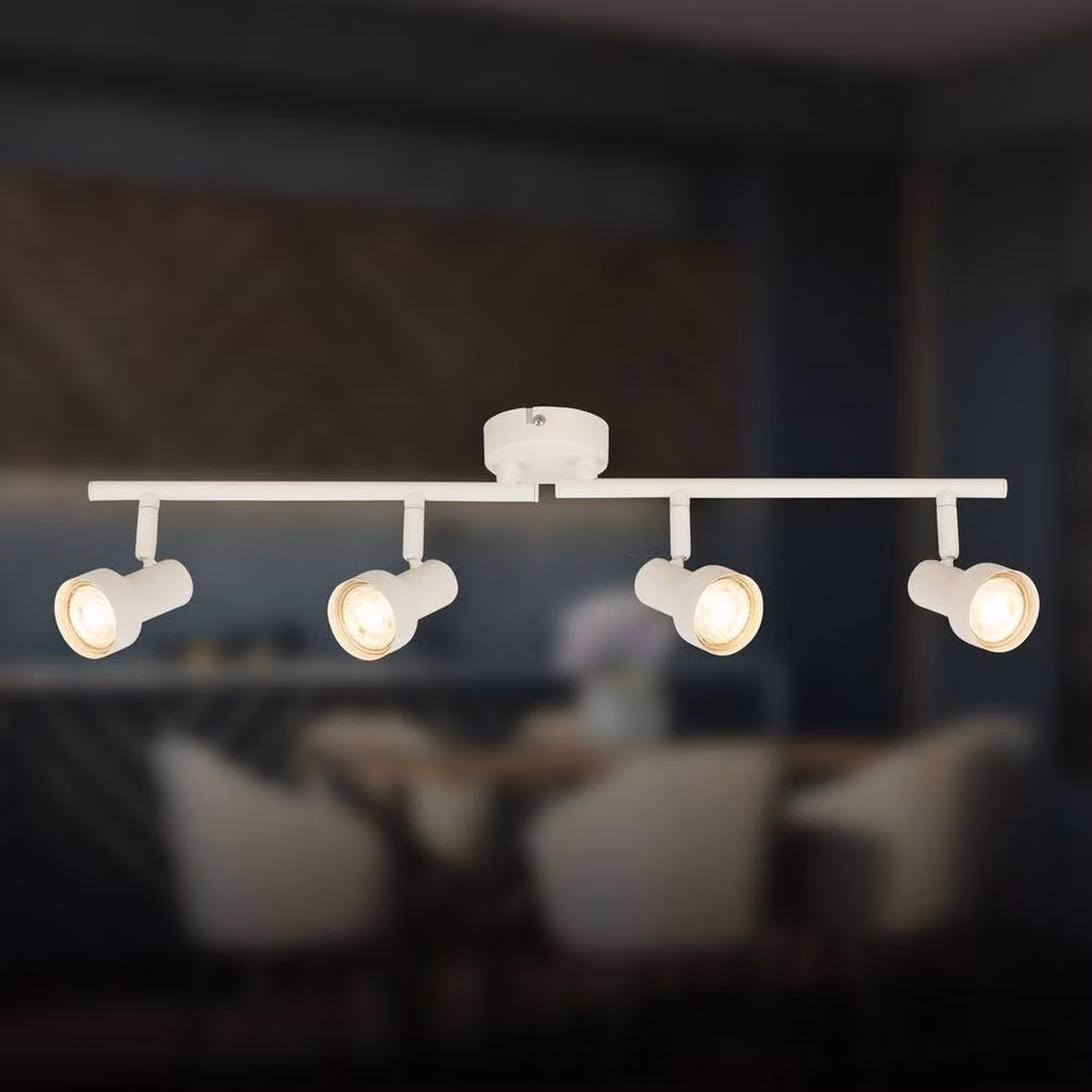 Briloner White Metal Adjustable 4-Light Ceiling Spotlight for GU10 Bulbs – 2