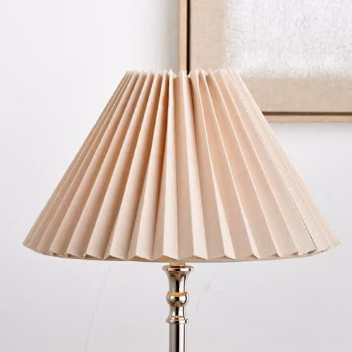 Ruma Pacific Lifestyle Natural Linen Hard Pleat Tapered Cone Lampshade in Beige, Diameter: 45.72 cm