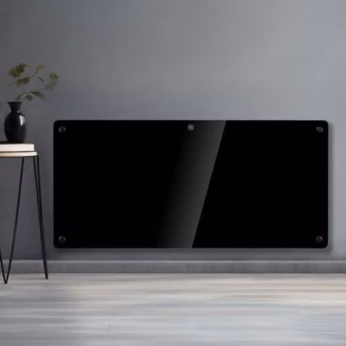 Futura 2000W Black Glass Electric Convector Panel Heater, Wall Mounted or Freestanding with Thermostat and Open Window Detection – 1