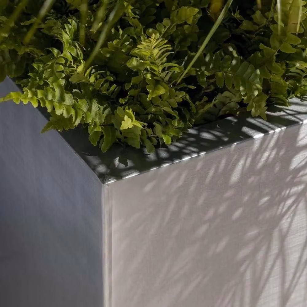Primrose Silver Galvanised Steel Square Cube Planter Pot 50cm – 4