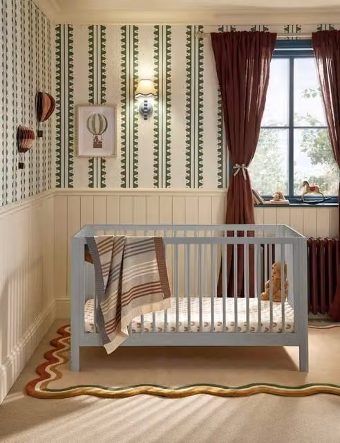 Mamas & Papas Arbor Cot Bed in Blue, Solid Pine Wood