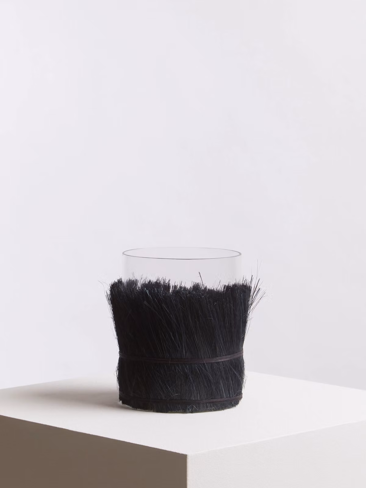 Orsina Modern Round Black Glass and Rattan Taper Candle Holder – 4