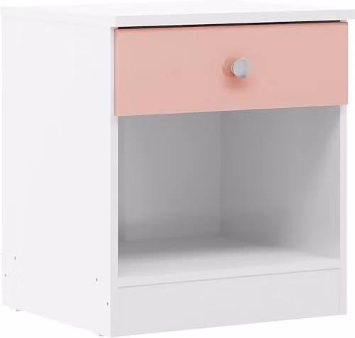 Seconique Denver 1 Drawer Bedside Table in White and Pink Gloss – 1