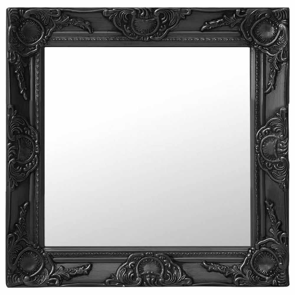 Berkfield Home Antique Baroque Style Square Wall Mirror, Black, W: 50 cm, H: 50 cm – 1