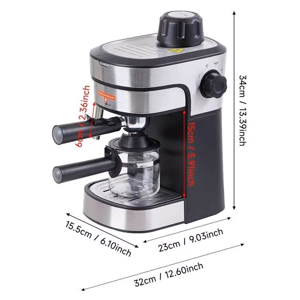 EONLION Barista Espresso Coffee Maker Machine in Black with Stainless Steel Finish – 2