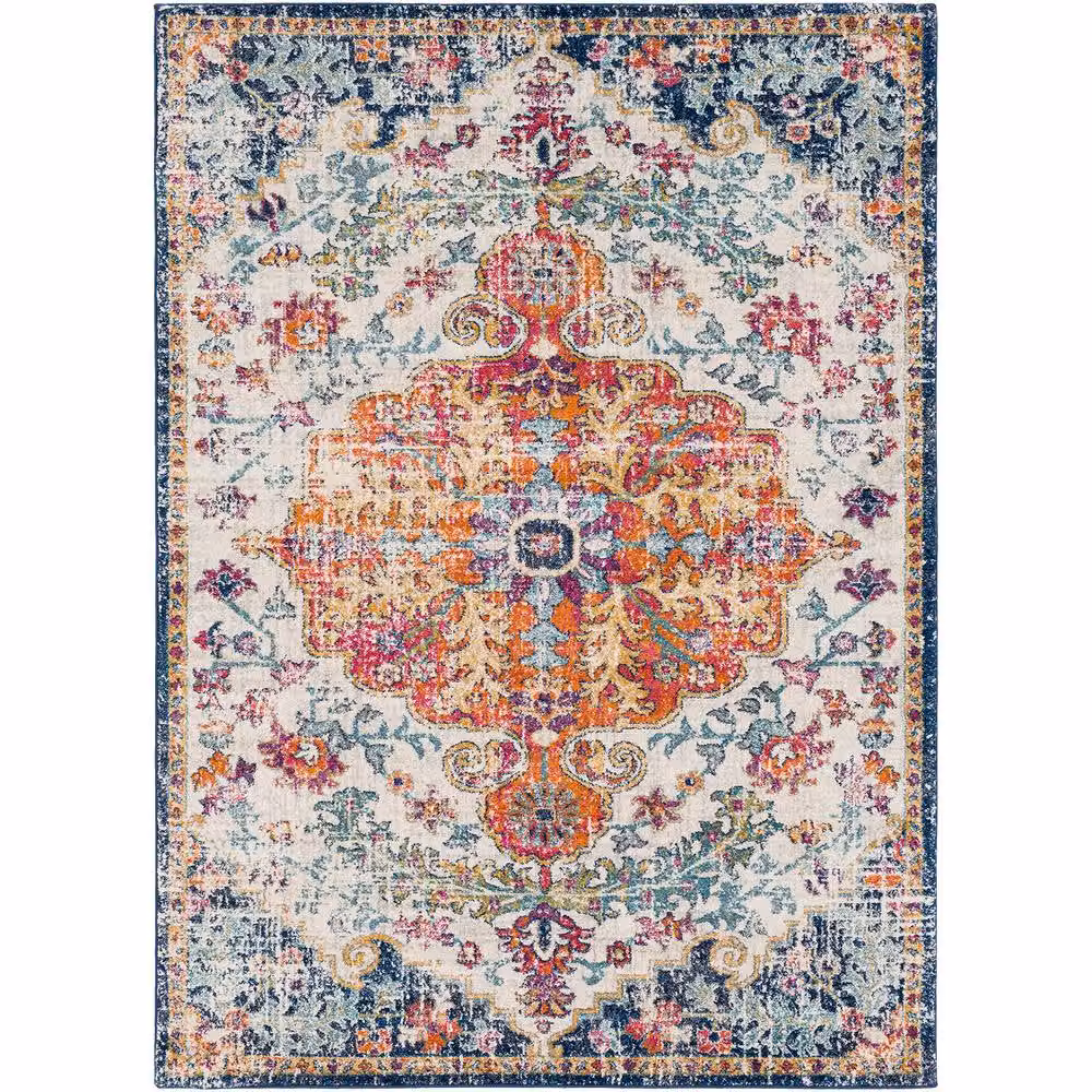 Livabliss Harput Vintage Boho Living Room Rug in Burnt Orange, Multicolour, W x W: 200 x 200 cm – 2