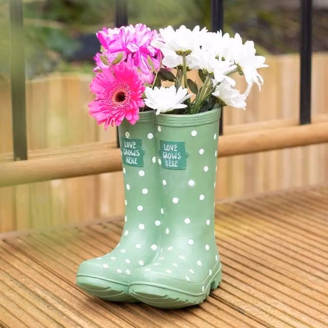 Uniqueful Green Welly Boot Planter Pot