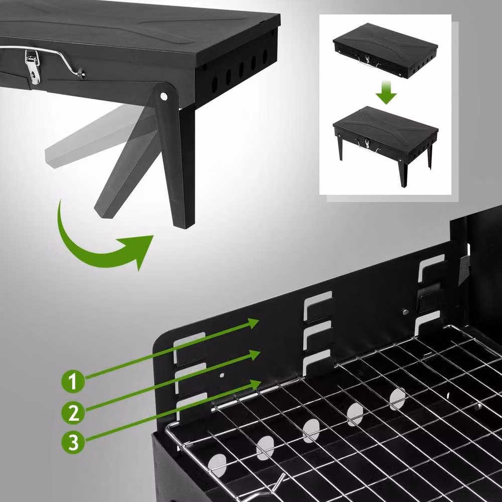 Kelvenix Portable Folding Tabletop Charcoal BBQ Barbecue Grill in Black, Width: 100 cm – 3