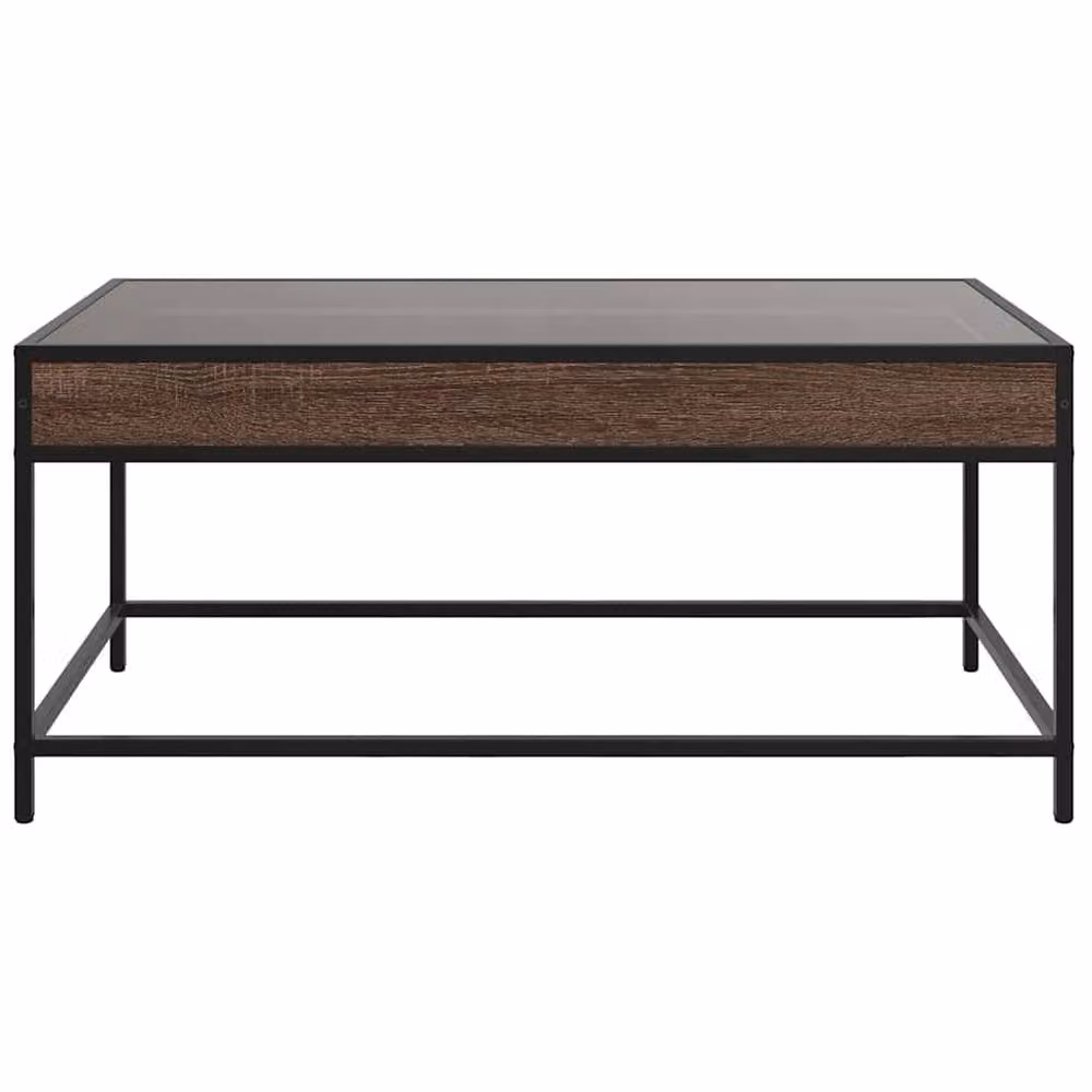 Berkfield Home Infinity LED Coffee Table in Brown Oak, W: 90 cm, D: 50 cm, H: 41 cm – 4