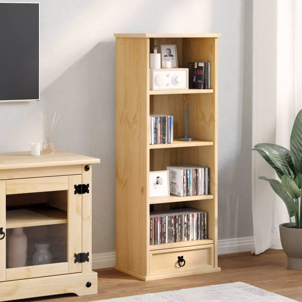 Berkfield Home Corona CD Cabinet in Brown Solid Wood Pine, W/D/H: 40 x 30 x 110 cm – 3