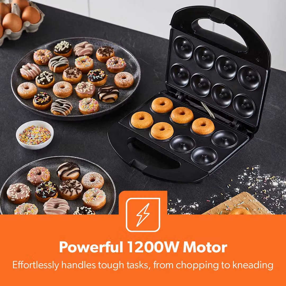 Geepas 750W Doughnut Maker Machine with 8 Holes and Cable Storage, Black – 3