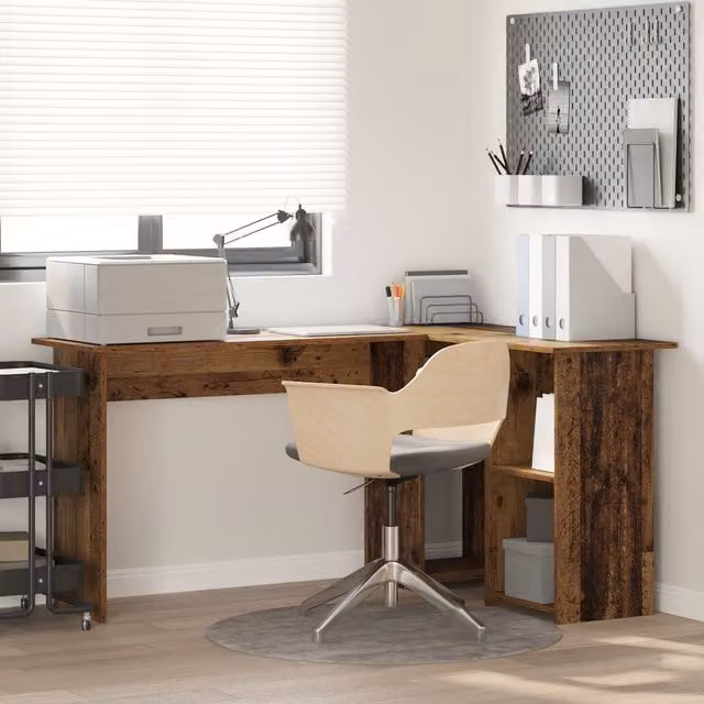 Berkfield Home Old Wood Corner Computer Desk in Brown, W/D/H: 120 x 120 x 75 cm – 1