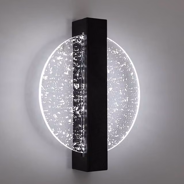 Goeco Round LED Indoor Wall Light, Black, 12 W, 6500 K Cool White