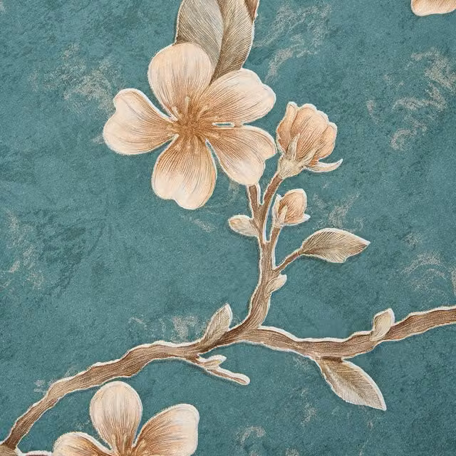 Livingandhome Vintage Botanical Floral Non-Woven Wallpaper Roll in Green