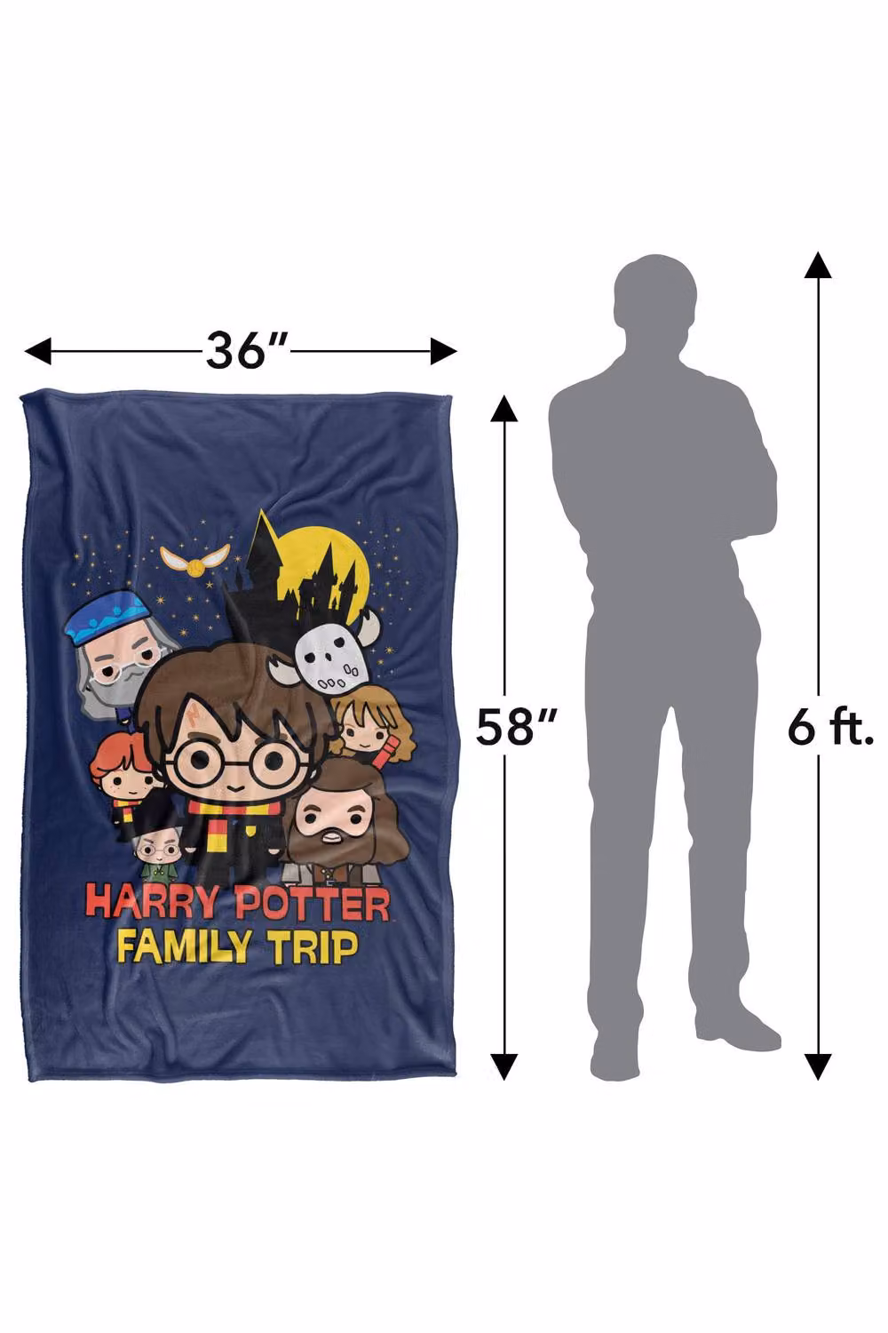 Warner Bros. Harry Potter Family Trip Chibi Super Soft Fleece Throw Blanket, Multicolour, W: 127.0 cm x D: 152.4 cm – 8