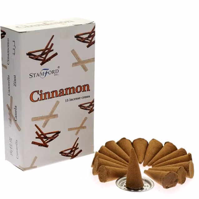 Stamford Cinnamon Incense Cones, Spicy Scent, White and Brown