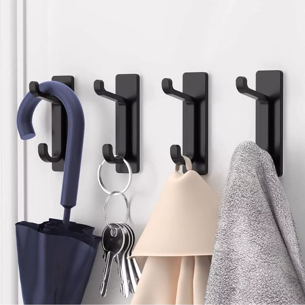 FORGEVIO Extra Strong Self Adhesive Wall Hooks, 8 Pieces, Matt Black – 3