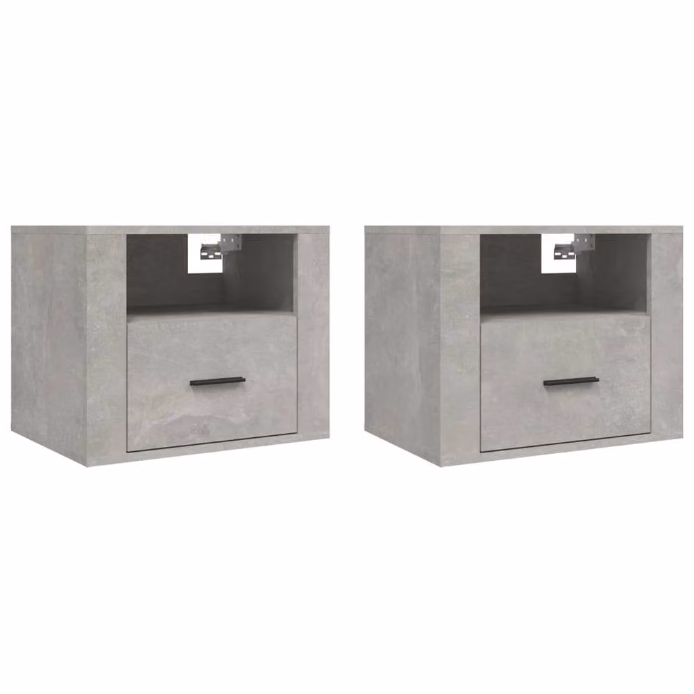 Berkfield Home Elegant Wall-mounted Bedside Cabinets, 2 Pack, Concrete Grey, W: 50 cm, D: 36 cm, H: 40 cm – 2
