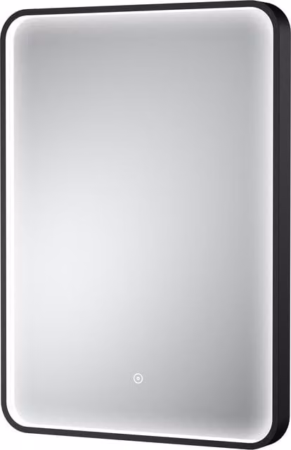 Balterley Rectangular Inset Framed LED Bathroom Mirror with Demister Pad and Touch Sensor, Black, W: 50 cm, H: 70 cm