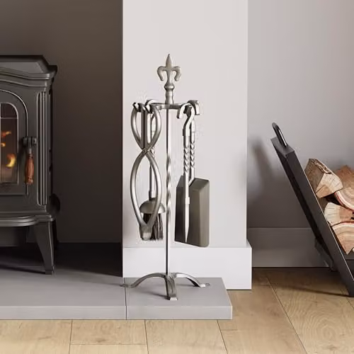 Fire Vida Fleur De Lys Fire Companion Set in Silver Metal, 5 Piece – 2