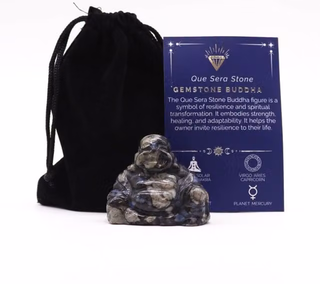 KDMK Large Que Sera Stone Buddha Tabletop Ornament in Black and Multicolour