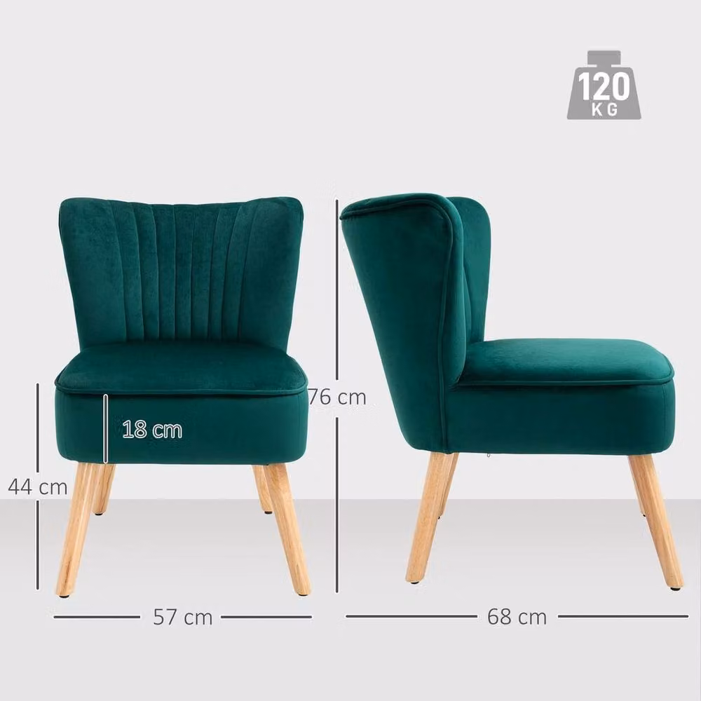NESTLUNE Green Velvet Accent Tub Chair with Armrests, W/D/H: 100 x 15 x 15 cm – 2