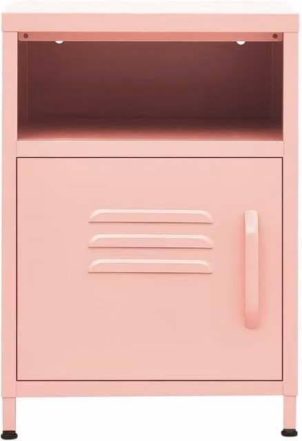 Berkfield Home Pink Metal Nightstand with Integrated Lighting, W/D/H: 35 x 35 x 51 cm – 1