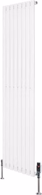 Monstershop Oval Single Column Steel Radiator with Thermostat Head and Valves, White, H: 180 cm x W: 48 cm – 1