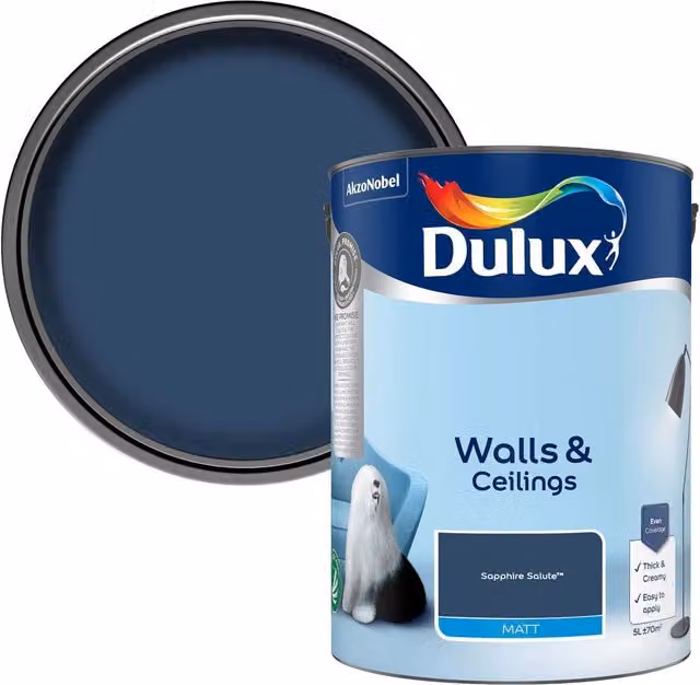 Dulux Walls and Ceilings Matt Emulsion Paint in Sapphire Salute Blue