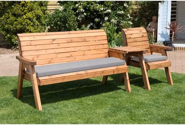 Charles Taylor 4 Seat Straight Companion Set with Grey Seat Cushions