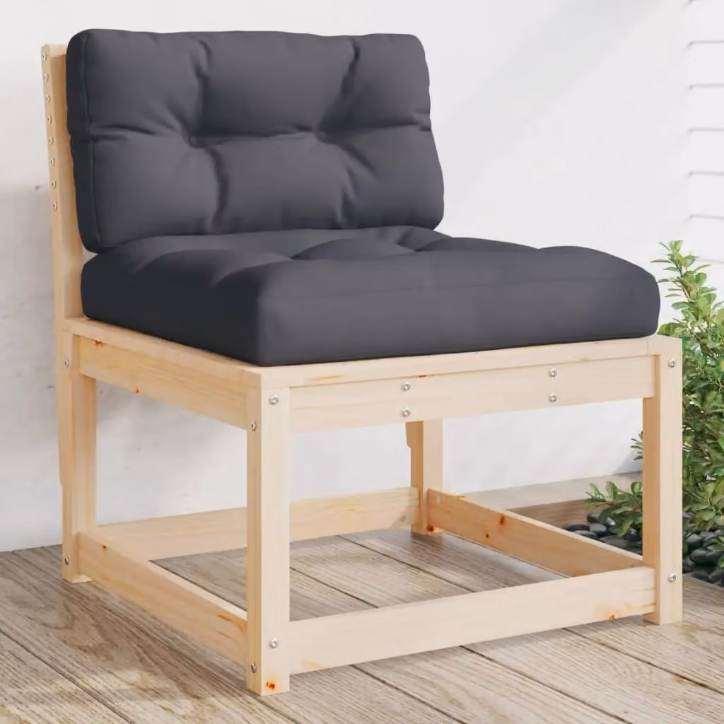 Berkfield Home 2-Seater Outdoor Garden Sofa Set with Cushions in Brown Solid Pine Wood – 3