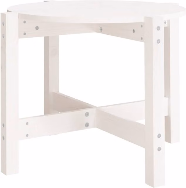 Berkfield Home Round White Solid Pine Wood Coffee Table, Diameter: 62.5 cm, Height: 45 cm – 1