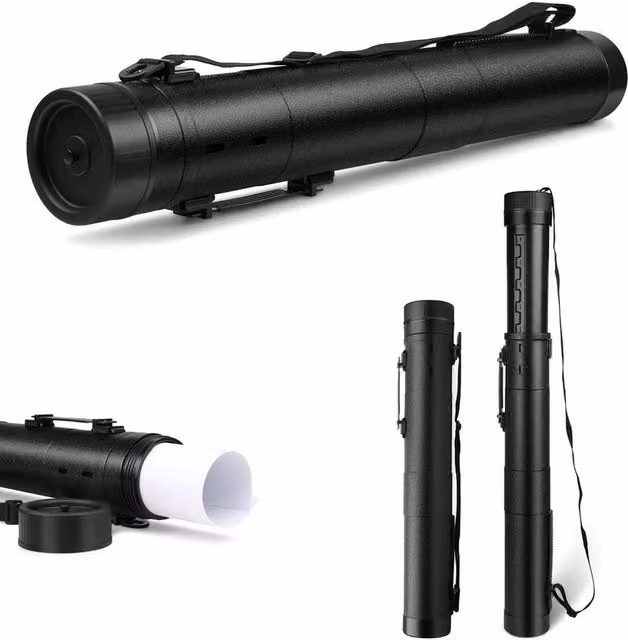 EONLION Waterproof Plastic Document Storage Art Tube in Black, Length: 50 cm