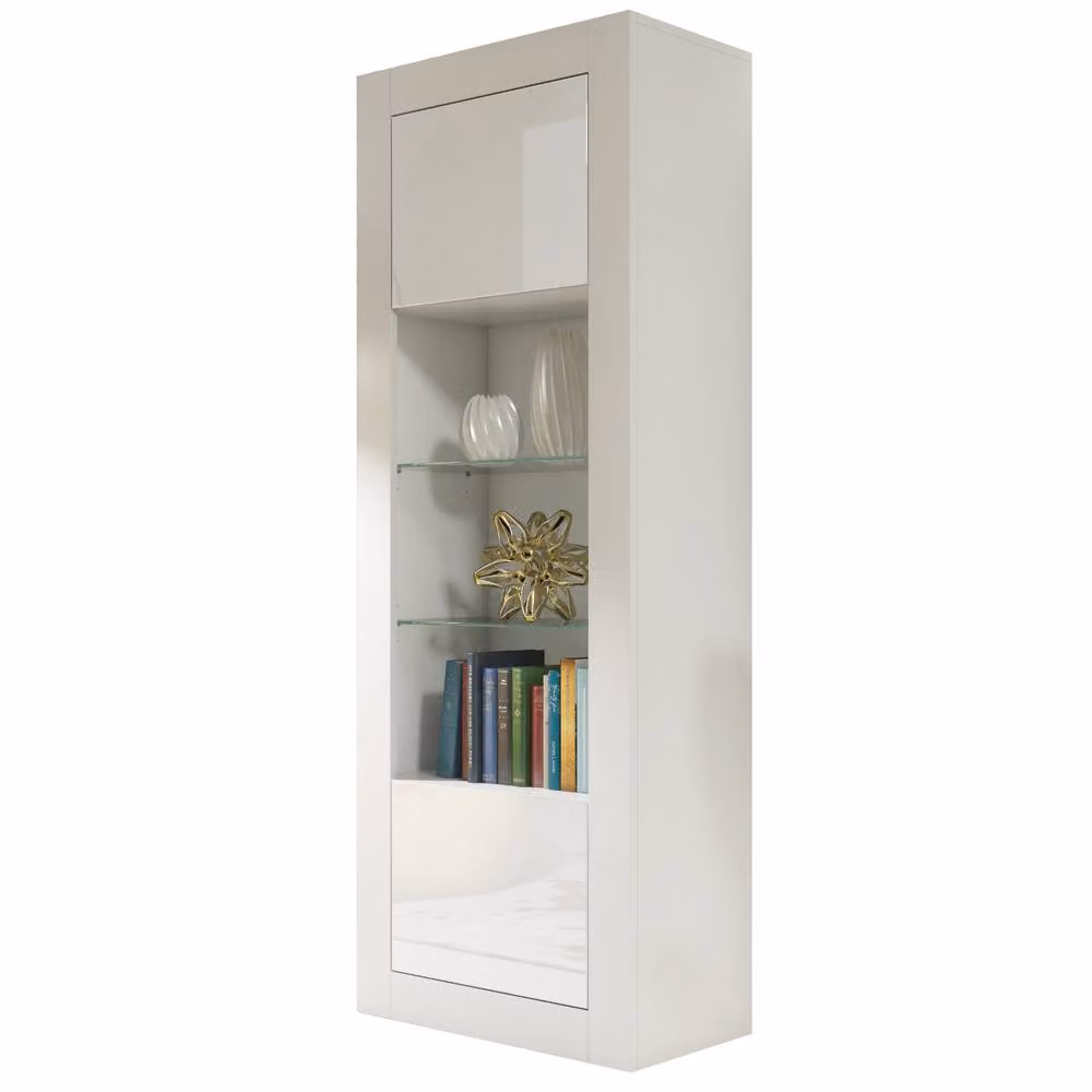 Creative Furniture Illume Display Cabinet, White Glossy Finish with Glass Doors, H 170 cm x W 63 cm x D 35 cm – 3