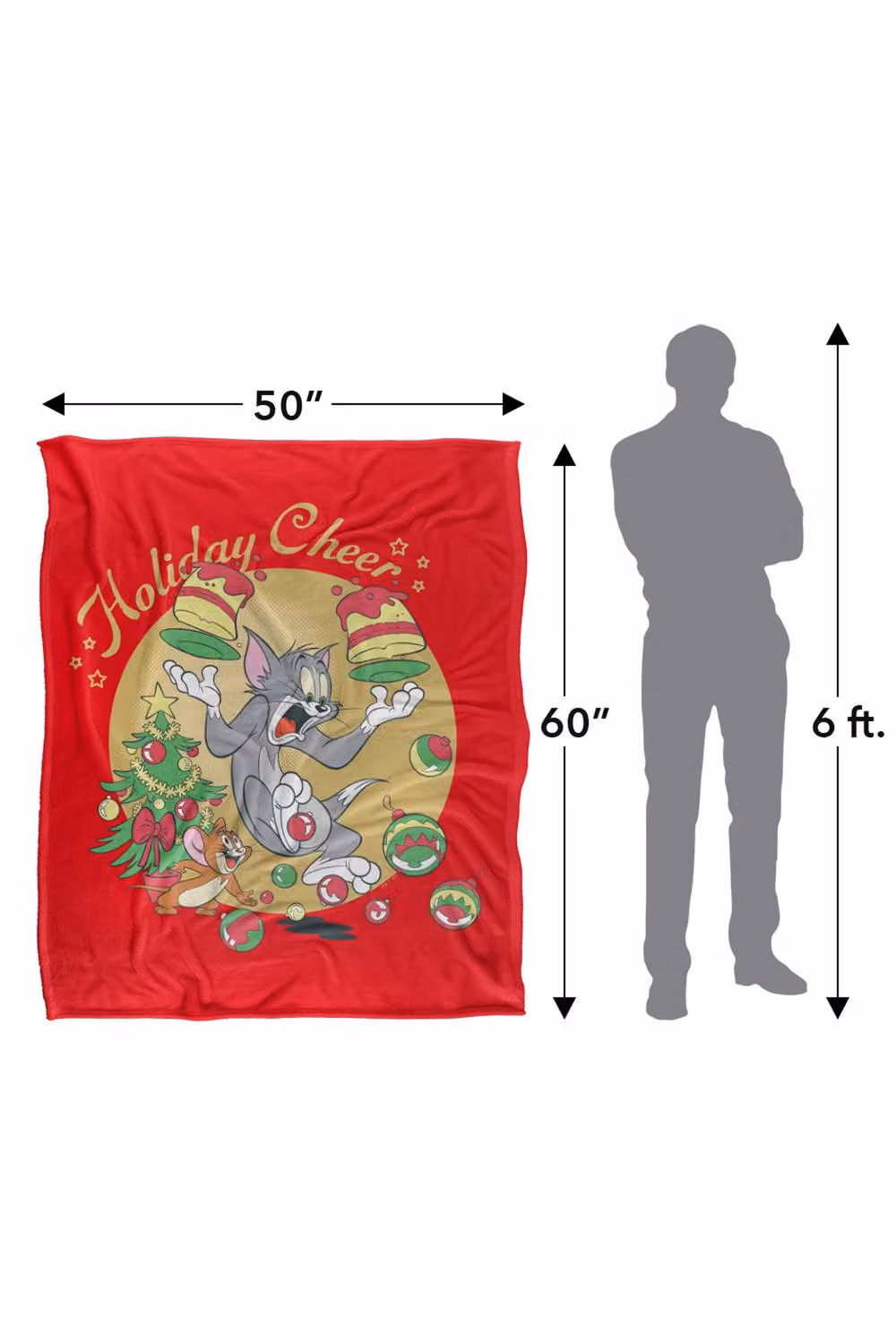 Warner Bros. Tom & Jerry Christmas Holiday Cheer Super Soft Fluffy Polyester Throw Blanket, Multicolour, Extra Large – 3