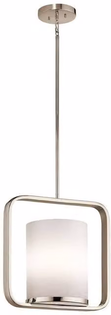 Elstead City Loft Modern Single Light Medium Ceiling Pendant in Silver and Grey with Glass Shade and E27 Fitting