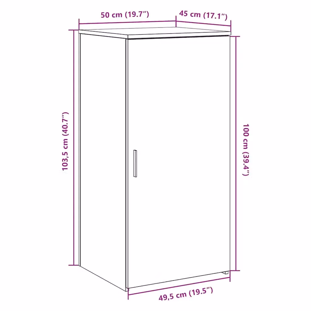 Berkfield Home Black Wall Mounted Storage Cabinet with Hinged Doors and Internal Shelves, W/D/H: 50 x 45 x 103.5 cm – 6