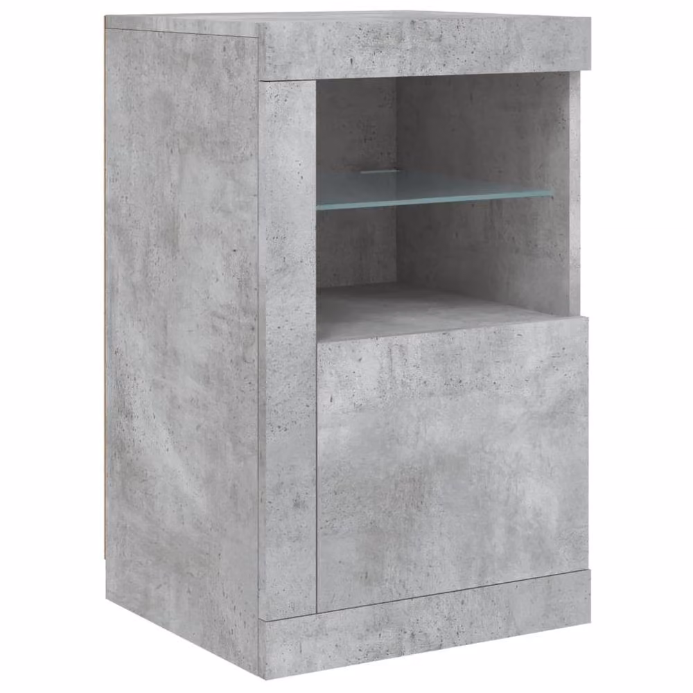 Berkfield Home Sideboard with Integrated LED Lights in Concrete Grey, W/D/H: 123 x 37 x 67 cm – 4