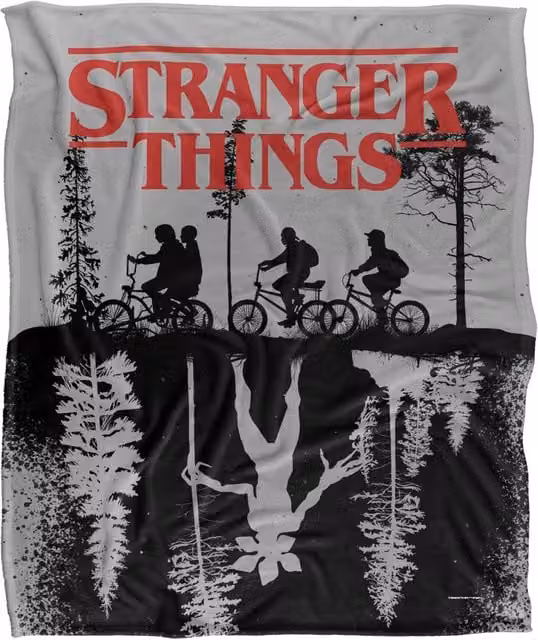 Stranger Things Upside Down Officially Licensed Silky Touch Super Soft Throw Blanket, White, W/D: 152 x 127 cm