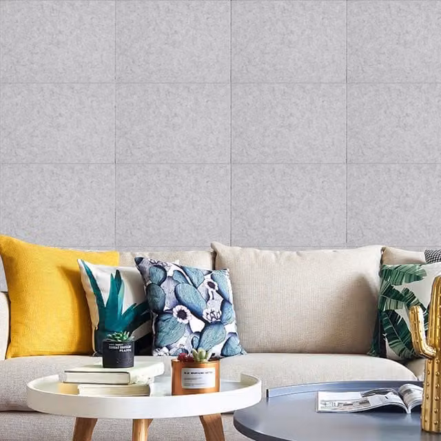 Livingandhome 12-Piece Self-Adhesive Plain Felt Sound Absorbing Panels in Silver and Grey
