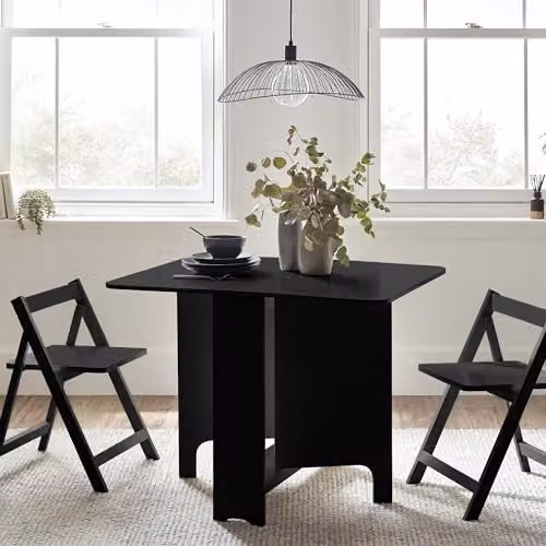 Julian Bowen Gatan Black Wood Drop Leaf Dining Table and 2 Chairs Set W/D/H: 70 x 80 x 100 cm – 1