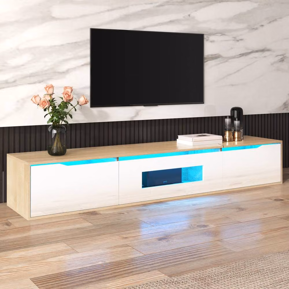BTM Modern High Gloss TV Cabinet with Multicolour LED Lighting, W/D/H: 180 x 35 x 35 cm – 2